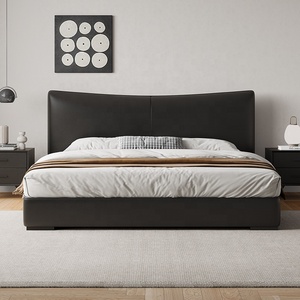 ชุดห้องนอนที่ทันสมัยเตียงหนังสีดำกรอบเตียงคู่พร้อมลิ้นชักยกแก๊ส - Product Image 2