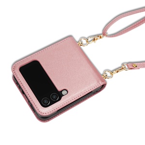Funda de cuero con cordón cruzado para móvil, carcasa trasera de pu con tarjetero para <span class=keywords><strong>samsung</strong></span> z <span class=keywords><strong>flip</strong></span> 4, 3, galaxy z <span class=keywords><strong>flip</strong></span> 4 - Product Image 5