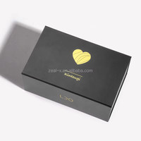 Boîte cadeau en carton rigide noir de luxe, personnalisée, faite à la main, avec finition brillante, doublure en éponge et fermeture magnétique, pour cadeaux