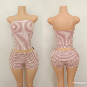 Ensemble deux pièces personnalisé pour <span class=keywords><strong>femme</strong></span> : Haut court à rayures et pantalon capri en coton côtelé – Tenue <span class=keywords><strong>d</strong></span>'<span class=keywords><strong>été</strong></span> Y2K - Product Image 3