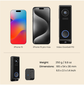 Sonnette connectée avec caméra vidéo, double objectif 5MP, Wi-Fi HD, vision nocturne 190 degrés, étanche IP65, audio bidirectionnel, garantie 2 ans - Product Image 5