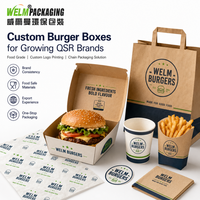 Caja para Comida para Llevar Personalizada con Logotipo Impreso, Biodegradable, para Hamburguesas, Papas Fritas, Pollo Frito, Hot Dogs y Sándwiches
