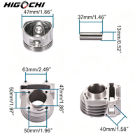 Kit cylindre GOOFIT 47 mm à gros alésage, culasse compatible avec GY6 80cc 139QMB ATV Go Kart