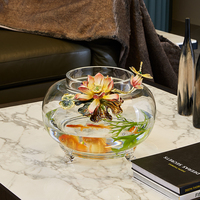RORO gros décoration de la maison décoratif table émail art fleur de lotus grand verre pisciculture réservoir aquarium accessoires