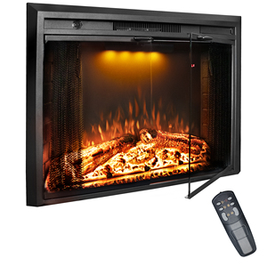 Luxstar Inserts de chauffage de <span class=keywords><strong>cheminée</strong></span> électrique de 33 pouces avec porte en verre écran en maille feu crépitant sons décoratifs pour un usage domestique - Product Image 1
