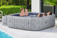 2025 NOUVELLE ARRIVÉE Bestway 6001Q OUTDOOR 230x71cm 4-6 carré gris marbre San Francisco économie d'énergie pulvérisation gonflable jacuzzi SPA