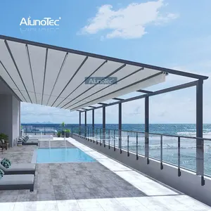 Outdoor Öffnung Pavillon Automatische PVC Pergola Systeme Metall Garage Terrasse Markise Versenkbare Dach