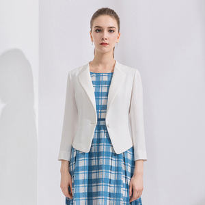 Minzestyle - <span class=keywords><strong>Traje</strong></span> <span class=keywords><strong>de</strong></span> Negocios <span class=keywords><strong>para</strong></span> <span class=keywords><strong>Mujer</strong></span>, Primavera y Otoño, Cuello en V, Manga 3/4, Corte Entallado, Blanco, con un Solo Botón, Transpirable - Product Image 1