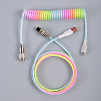 Cable de Datos con Conector de Aviación GX12 en Varios Colores, Cable de Aviación Enrollado Resistente para Teclado Mecánico, Máximo 3 Metros