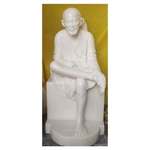 Exclusive Marble Handmade Polished God Sai Baba Statue - Product Image 1