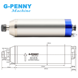 G-penny 2.2kw er20 kim loại làm việc làm mát bằng nước trục chính 2/4 cực 400/800Hz được sử dụng cho metal. Steel. Iron - Product Image 2