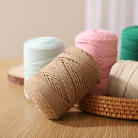 Fil de coton et lin tressé creux 2 mm, cordon rond pour macramé, idéal pour le tricot DIY, matériel de sac, accessoires d'été tissés à la main