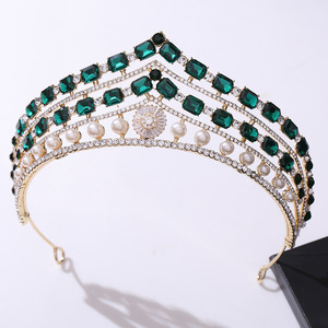 <span class=keywords><strong>Couronne</strong></span> de mariée vintage européenne et américaine en zircon, diadème de princesse pour anniversaire, élégante pour bal de promo, mariage, coiffe de mariée en cristal, tiare - Product Image 5
