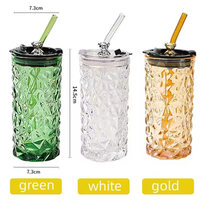 Taza de Viaje de Vidrio Ecológica de Estilo Bohemio Clásico, Cristal Tallado de Alta Calidad, Apta para Lavavajillas y Microondas - Product Image 3