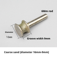 Puntas de desbaste de diamante electrochapadas de 6 mm con vástago para vidrio, herramienta de punta recta para biselado de aviones, cabezales de desbaste de diamante montados