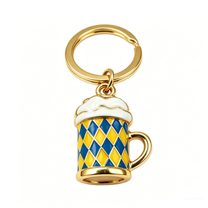Custom Zinc Alloy UV Printing Beer Mug Keychain Gold-Plated Multi-Pendant Key Ring Fashion Munich Oktoberfest Souvenir - Product Image 3