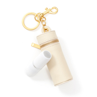 Étui à rouge à lèvres en cuir PU personnalisé avec logo, fermeture éclair, porte-clés, mini sac de rangement portable pour cosmétiques, breloque, pochette de maquillage