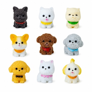 Figurines de chiens miniatures en résine assorties, adorables miniatures d'animaux pour l'artisanat DIY, jardin féerique, micro-paysage, maison de poupée, décoration intérieure - Product Image 1