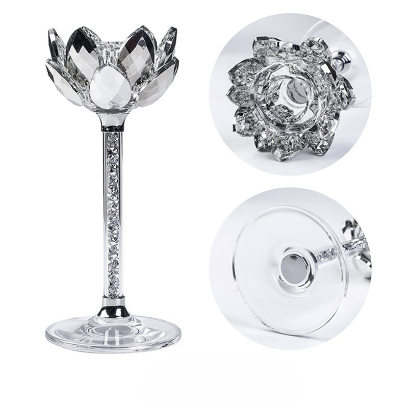 Crystal Lotus Tea Light Buddhist Candlestick