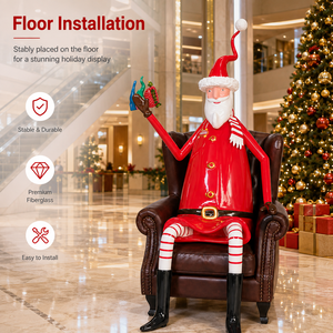 Estatua de Santa Claus de Fibra de Vidrio Personalizada, Decoración Navideña Grande para Exteriores, Escultura de FRP para Centro Comercial - Product Image 6