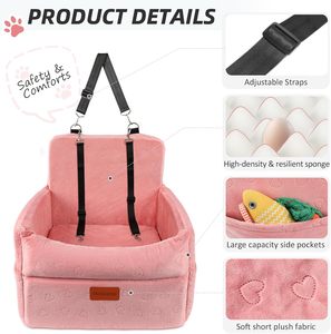 Pet Car Seat Travel <strong>Bed</strong> with Storage Pockets and <strong>Dog</strong> Safety Belt - Product Image 4