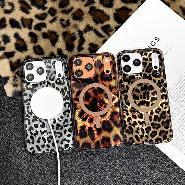 Luxury Magnetic Animal Leopard Print Acrylic IMD Mobile Phone Case for 17 Pro Max Model Ming 130 Made in China