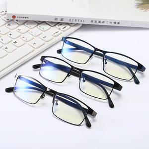 Men's Rectangular Stainless Steel <b>Eyeglasses</b> <b>Frame</b> Anti Blue Light PC Lens Business Optical Glasses Medium Size - Product Image 2