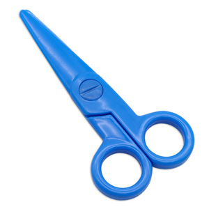 Children's Scissors Plastic Straight Head Dark Blue And Light Blue For Paper Cutting Craft DIY Safe Non-Slip Handle - Product Image 3