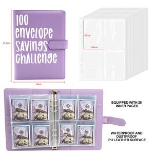 Planificador de presupuesto financiero de cuero PU de calidad superior, sobres en efectivo de 100 días, Desafíos de <span class=keywords><strong>ahorro</strong></span>, planificación de libros para ahorrar $5050 - Product Image 4