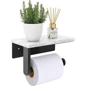 Porte-papier toilette et porte-serviettes mural en alliage de zinc, design moderne, longueur 35 cm, rangement pour salle de bain à domicile - Product Image 1