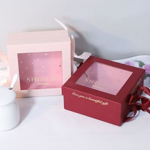 Gift <strong>Box</strong> in Stock With Hand Gift square <strong>Transparent</strong> PVC Window Gift <strong>Box</strong> for Cosmetic Packaging - Product Image 5