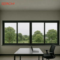 Perfil de Ventana Corredera de Aluminio Negro, Ventanas Correderas de Doble Vidrio Low-E, Ventana de Apertura Horizontal para Hoteles