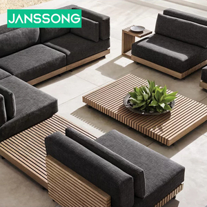 Mobilier d'extérieur pour <span class=keywords><strong>terrasse</strong></span> tout temps Villa Ensemble de coussins imperméables en <span class=keywords><strong>bois</strong></span> massif Hôtel Cour Teck Coin épissage Canapé de jardin - Product Image 3