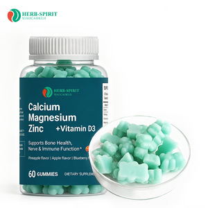 Gummies au magnésium glycinate à absorption élevée saveur myrtille - Soutien musculaire, immunitaire et du sommeil - Sans sucre, avec calcium, magnésium et zinc - Product Image 1