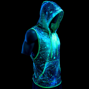 Felpa <span class=keywords><strong>Senza</strong></span> Maniche con <span class=keywords><strong>Cappuccio</strong></span> UV Glow per Uomo - Stampa Astratta con Linee Colorate, Abbigliamento per Festival e Feste Rave - Product Image 3