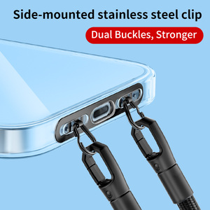 超薄型ステンレス製デュアルバックル付きスマホストラップ 耐久性紛失防止コネクター メタルバックステッカー携帯電話用ストラップ - Product Image 5