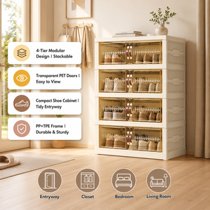 <span class=keywords><strong>Zapatero</strong></span> Portátil Plegable de 4 Niveles, de Perfil <span class=keywords><strong>Bajo</strong></span>, de Plástico, para Entrada, Pasillo, Apartamento o Dormitorio - Product Image 1
