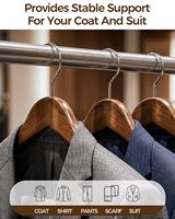 Cintres en bois à épaules larges antidérapants avec crochet pivotant à 360°, composants en acier inoxydable et zinc, finition polie pour manteaux, robes et vestes