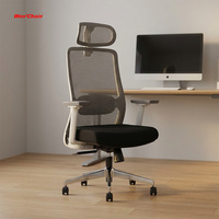 Chaise de bureau ergonomique moderne à dossier haut en maille, support lombaire réglable, base pivotante chromée, garantie 2 ans, pour bureau à domicile 3D