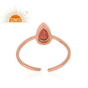 Adjustable Rose Gold <b>Plated</b> Ring Pear Shaped Sterling <b>Silver</b> Ring Natural Garnet Gemstone Set Ring Supplier Jewelry - Product Image 3