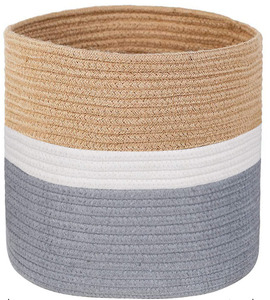 KUYUE Panier de rangement portable tissé Pot de fleurs pliable pour plantes Sac Opp pliable Décoration de la maison Corde en coton et <span class=keywords><strong>tissu</strong></span> de panier en jute - Product Image 6