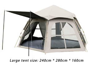 Tenda da Campeggio Esagonale in Gomma Nera per Esterni, 2-in-1 Portatile, Impermeabile e Resistente, <span class=keywords><strong>Set</strong></span> Completo per Campeggio Notturno - Product Image 6