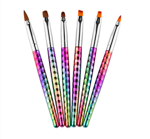 Ensemble de pinceaux à ongles avec manche métallique dégradé, différentes formes de poils, ovales, pour gel 3D, poils en nylon, pour la pratique du nail art DIY pour étudiants - Product Image 2