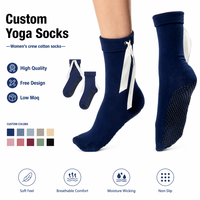 Chaussettes de yoga personnalisées de haute qualité avec logo, chaussettes de pilates en coton tricoté pour femmes, antidérapantes, pour le sport, adaptées à l'hiver