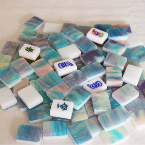 Mahjong américain de luxe en marbre et coquillages, 30 mm, 166 pièces, motif côte corallienne 2/3/4 couches, ensemble de mahjong en acrylique - Product Image 3