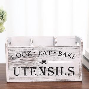 صندوق تخزين خشبي عصري محمول لأدوات المطبخ مثل عيدان الطعام والملاعق والسكاكين والشوك مع أقسام للاستخدام في المطاعم - Product Image 3