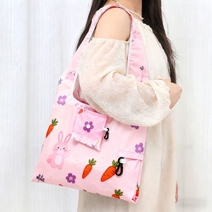 पर्यावरण के अनुकूल पशु प्रिंट रस्सी तह शॉपिंग बैग पुनः प्रयोज्य पॉलिएस्टर टोटे बैग कस्टम पोर्टेबल फोल्डेबल किराने की खरीदारी बैग - Product Image 4