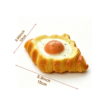 Ornement de simulation réaliste en PU pour petit-déjeuner (œuf, pain grillé, croissant), idéal pour la présentation de pâtisseries, la mise en scène de cafés et comme cadeau à thème assorti - Product Image 6