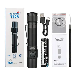 TrustFire T10R Tactical Flashlight Outdoor IP68 Waterproof 1800LM 18650 Type C Torch Flashlights