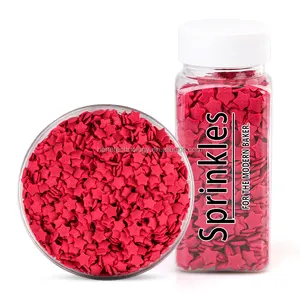KOSHER and Vegan 100% Natural Christmas Red Color Star Edible Confetti Cake Baking Sprinkles for Cakes Cookies Decorations